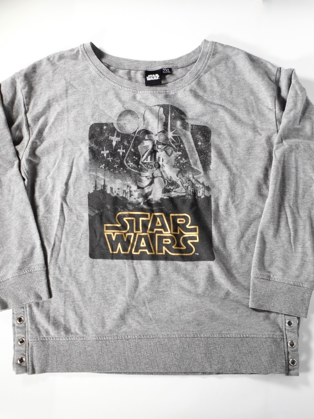 Star Wars Logo Womens Sz 2X Grey Sweatshirt Crew Neck Long Sleeve Darth Leia